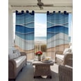 thumbnail image 6 of Geometric Blue Blackout Curtains for Bedroom Living Room Darkening Curtains 84 Inch Length 2 Panels Set Ocean Wave Stripes Modern Abstract Beach Window Curtain Window Treatment Grommet Drapes 52"x84", 6 of 9