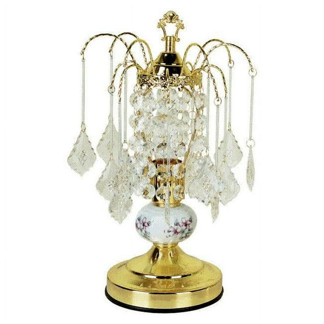 HomeRoots 468470 Vintage Floral Chandelier Table Lamp, White & Gold
