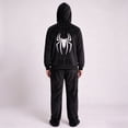 thumbnail image 3 of Kids Full-Zip Fleece Hoodie with Mask, Superhero Web Print Costume Sweatshirt for Halloween Party Black 120, 3 of 5