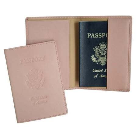 Royce Leather Passport Holder and Travel Document Organizer in Leather, Light Pink 3, One Size