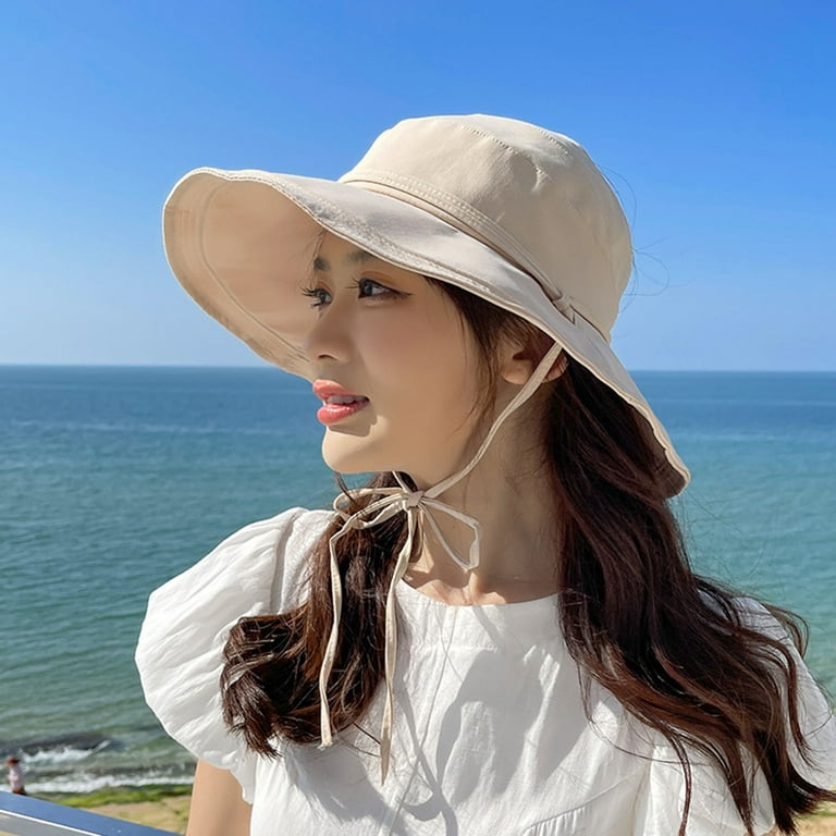 Women's Sun Hat UV Protection Windproof Foldable Wide Brim Beach