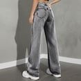 thumbnail image 4 of Tsivenald Womens Jeans High Waist Acid Wash Denim Wide Leg Five Pocket Button Fly Loose Casual Denim Pants, 4 of 7