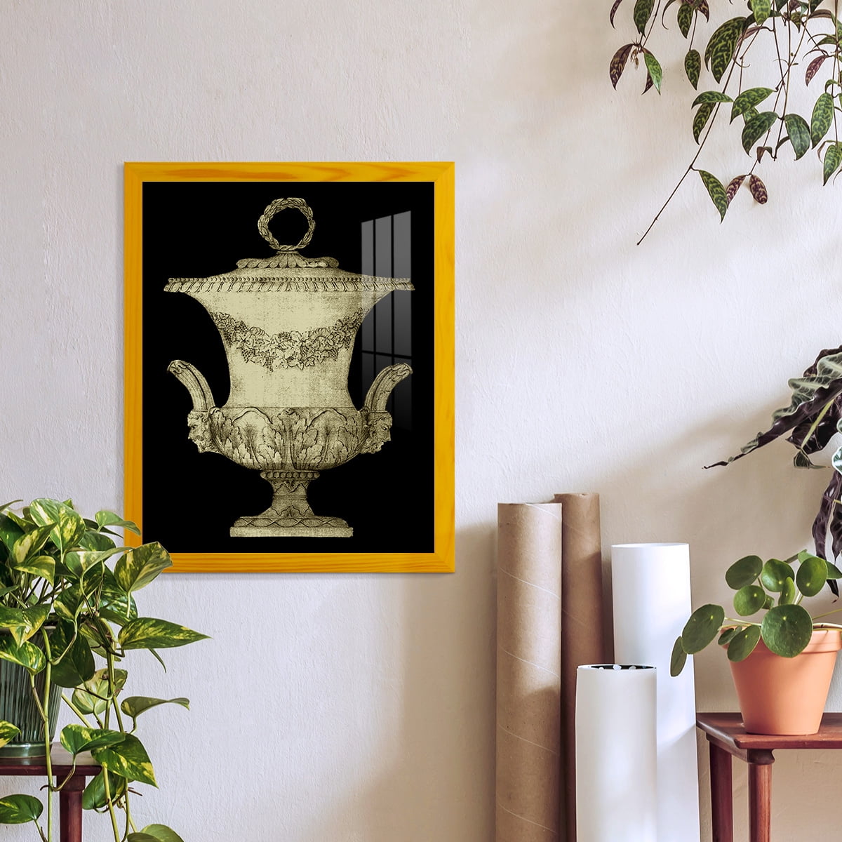 Garden Antiquities III -Framed Print w/glass-Sunflower Yellow