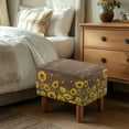 thumbnail image 3 of Xoenoiee Sunflower Bee Wood Print Ottoman Covers Slipcover Rectangle Ottoman Protector Covers with Elastic Band for Footrest Foot Stool Furniture, Machine Washable, S, 3 of 7