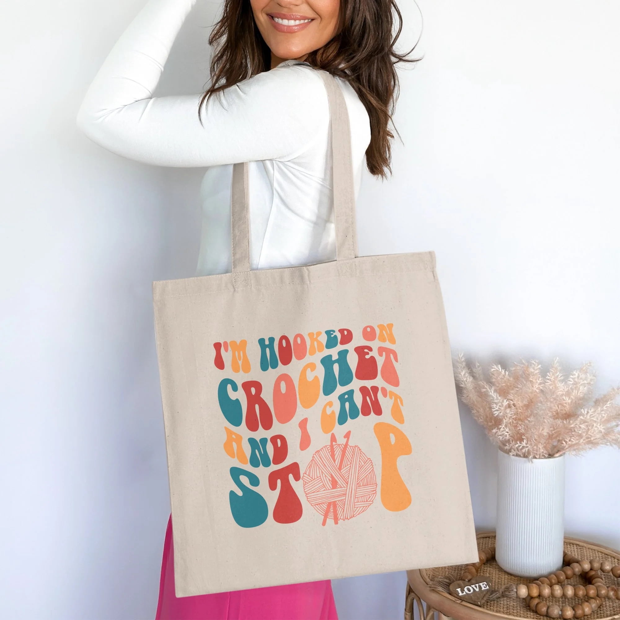 Crocheter Gift, Crocheting Yarn Tote Bag, Project Bag, Gift for Crocheter, Hobby Craft Bag
