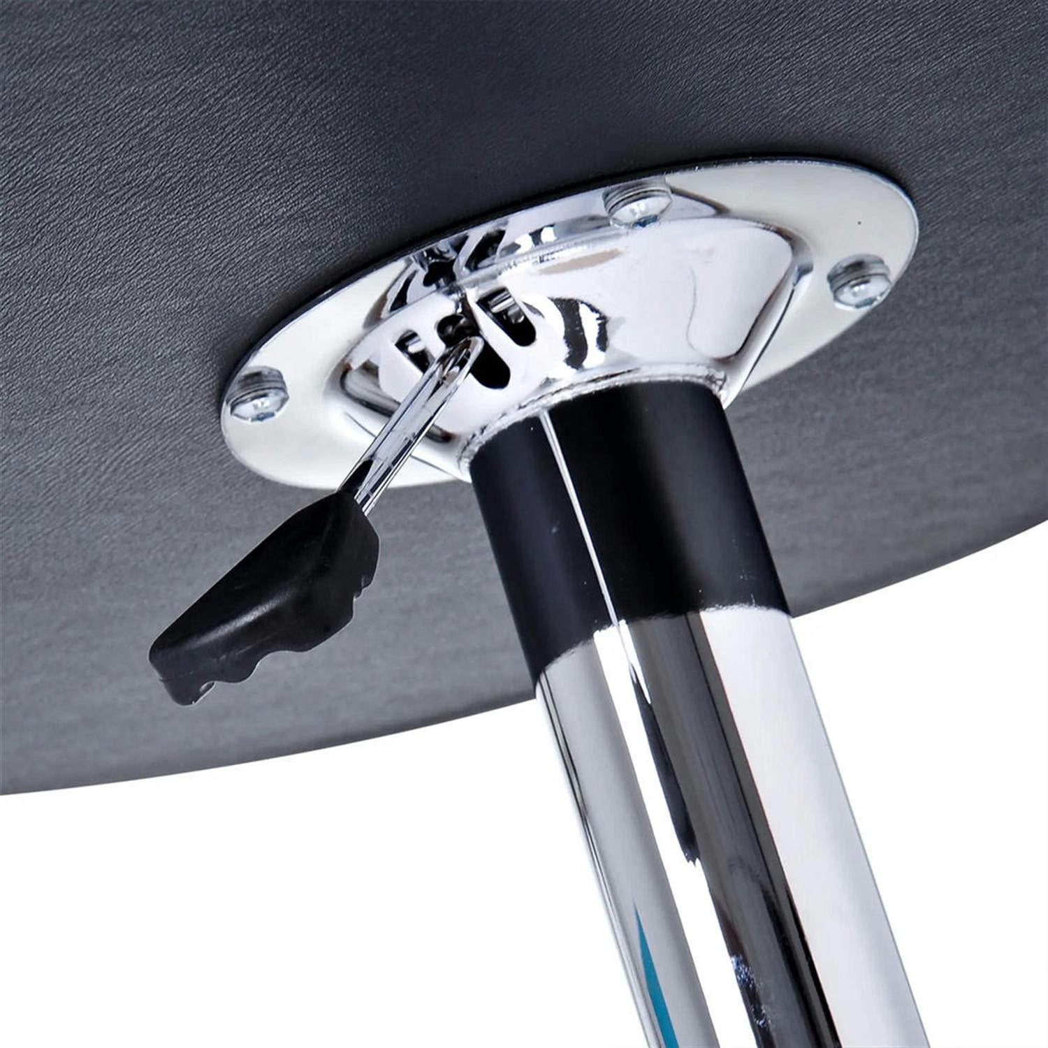 Demi Bonn 36" Outdoor Bistro Tables Faux Leather Chrome Round Pub Table Adjustable Height Cocktail Table Metal Base, Black