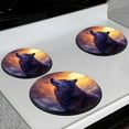 thumbnail image 2 of BaHomeck Electric Stove Burner Covers Set of 4,Round Metal Gas Stove Burner Covers 8 Inch and 10 Inch,Kitchen Decor,Wolf Howling At The Moon With Beautiful Night Sky, 2 of 2
