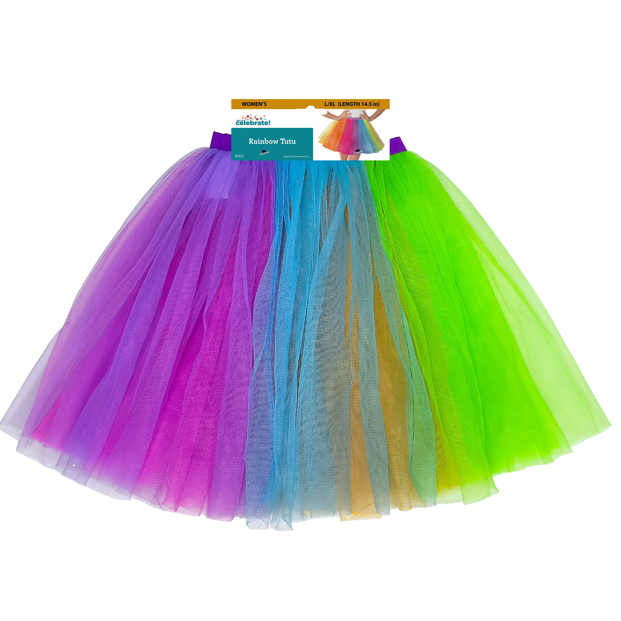 Women's Rainbow Tulle Tutu, L/XL, by Way To Celebrate
