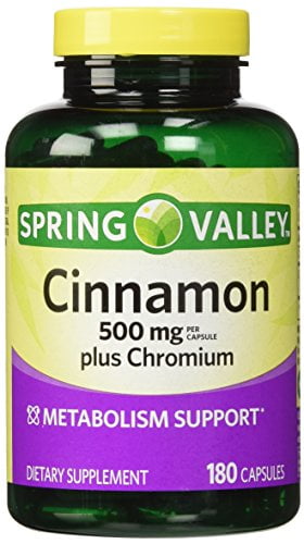 Spring Valley Cinnamon 500mg Plus Chromium Twin Pack 2 Bottles Of 180 Capsules Walmart Com