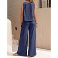 thumbnail image 3 of EASYBRA Women Two Piece Outfit Sleeveless Vest Wide Leg Pants Casual Set Solid Color XS–XXL, 3 of 5