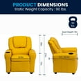 thumbnail image 6 of Flash Furniture Vana Contemporary Yellow Vinyl Kids Recliner with Cup Holder and Headrest, 6 of 12