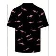 thumbnail image 3 of Men's T-shirt with pink shark design printed on a black background with a 3D full-body print, perfect for everyday wear and outdoor activities, 3 of 6