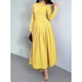 thumbnail image 4 of Women'S Fall Long Sleeve Wedding Guest Dresses One Shoulder Elegant Formal Pleated Midi Maxi Dress Yellow XL, 4 of 7