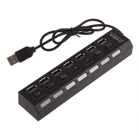 RisingPro Adaptateur d'Alimentation 7 Ports Multi USB HUB 2.0 Répartiteur de HUB Interrupteur Extension Externe
