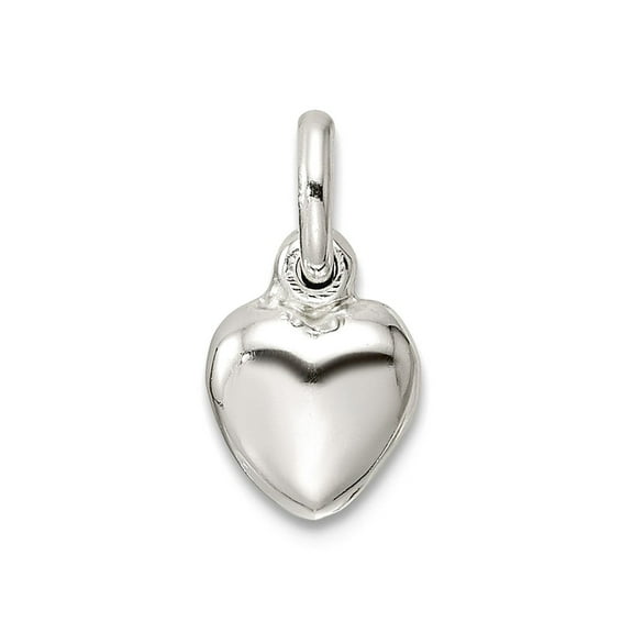 6.4mm 925 Sterling Silver Small Puffed Love Heart Charm Pendant Necklace for Women - .4 Grams