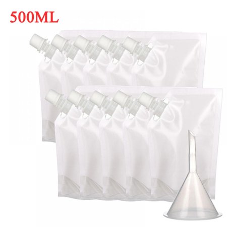 

Transparent Disposable Juice Bag with Oblique Funnel Beverage Bag for Party 10Pcs/Set