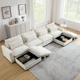 thumbnail image 3 of U-Shaped Corduroy Sectional Couches with 2 Storage Footstool, 4 Seater Sofa Couch with 4 Waist Pillows for Living Room (Corduroy, Beige), 3 of 9