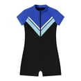 thumbnail image 3 of YiZYiF Kids Girls One-piece Swimsuit Swimwear Short Sleeve Zipper Rashguard Swimming Suit Blue 10, 3 of 5