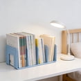 thumbnail image 4 of 4-compartment Desktop Book Holder Organizer, Sturdy Metal Book Stand, Desk Storage Rack for Books Notebooks Magazines, Neat Office Supply Organizer, 10.2*4.7*4.13in, Blue, 4 of 6