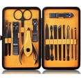 thumbnail image 1 of Kit de manicura y pedicura cortaúñas profesional cortador de cutículas, 15 piezas (amarillo), 1 of 5