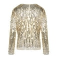 thumbnail image 4 of PrettyGuide Women's Sequin Blouse See Through Party Tops Beaded Sparkly Shirts Gold Beige, Large, 4 of 4