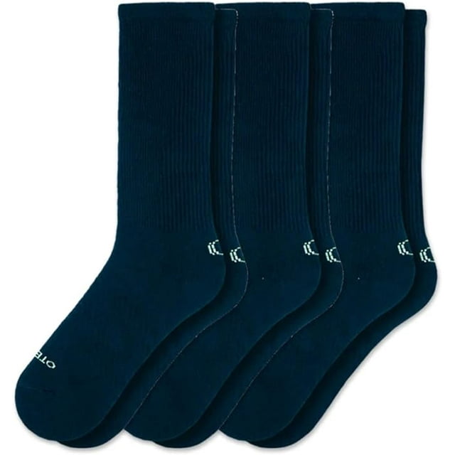 OTECKA Unisex Basic Crew Socks with Moisture-Wicking - Cushion Comfort Crew Socks, Blue- 3 Packs, Large-X-Large