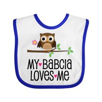 Inktastic My Babcia Loves Me Girls Owl Girls Baby Bib
