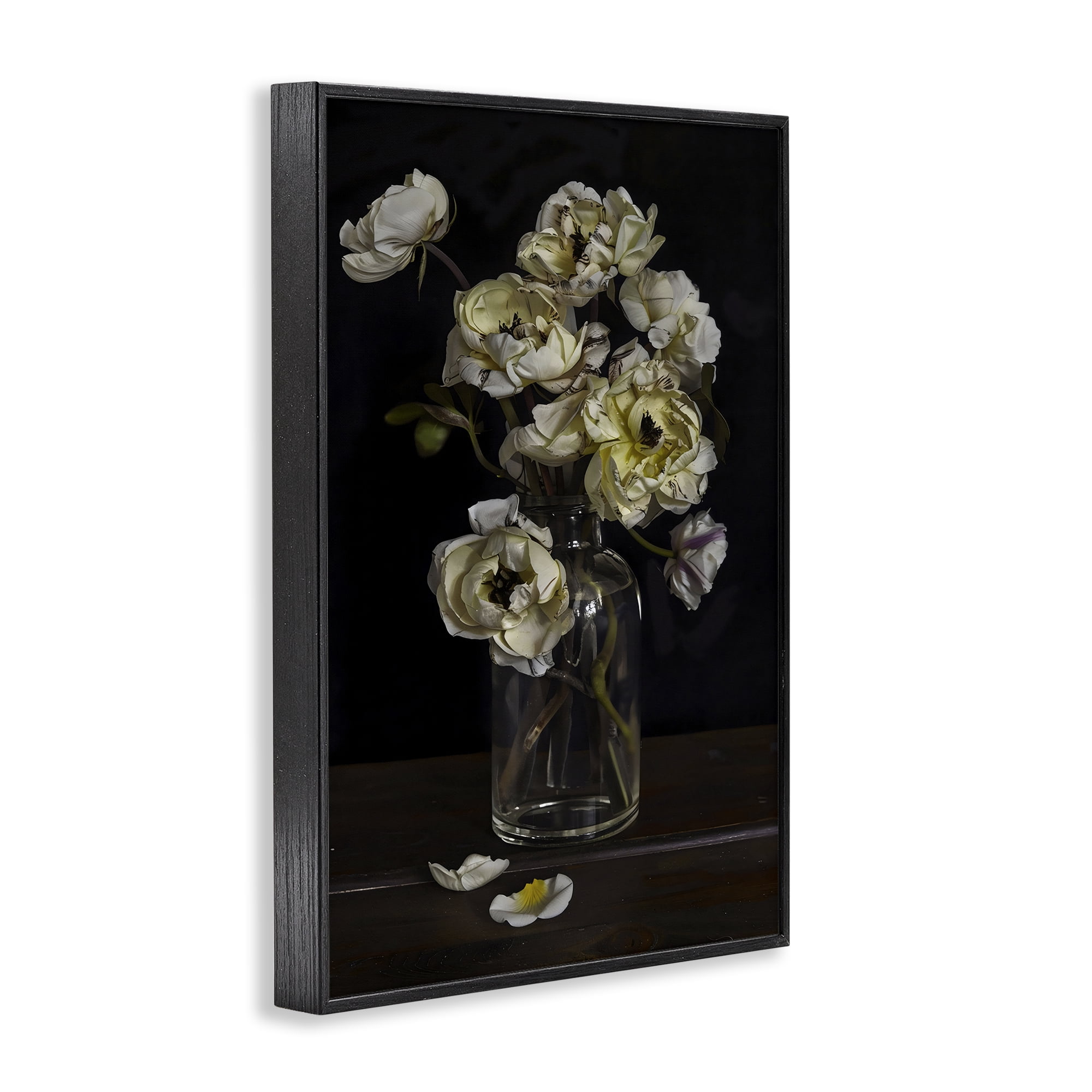 Stupell Industries Elegant Arrangement of Cream Blossoms Black Framed Giclee Art, design by Creative Studio