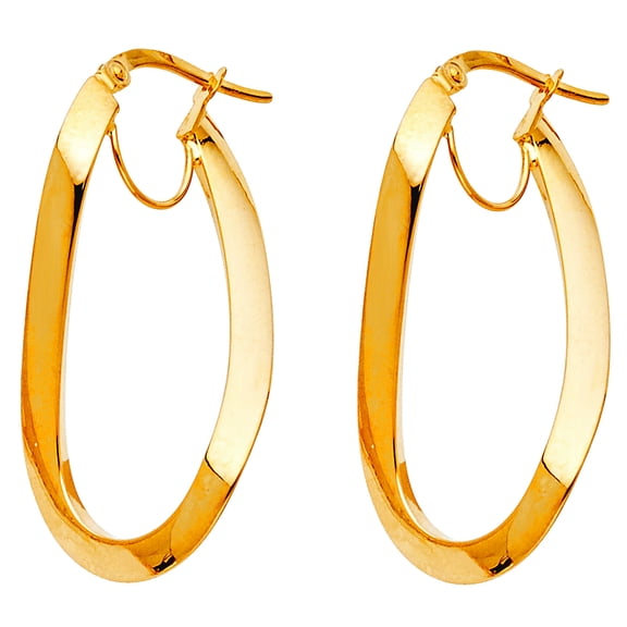 14k Gold Earrings 19x36mm Stud Earring for Women - 1.4 Grams