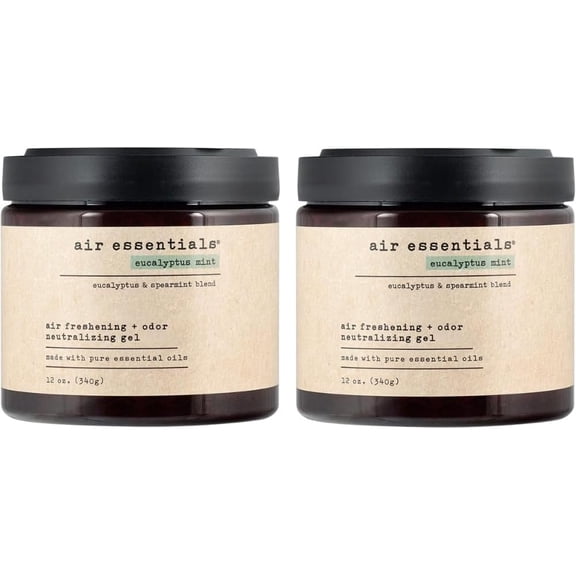 Air Freshener & Odor Neutralizer Gel - 12 oz, Pack of 2 - Odor Eliminator - Made with Pure Essential Oils - Eucalyptus Mint Scent