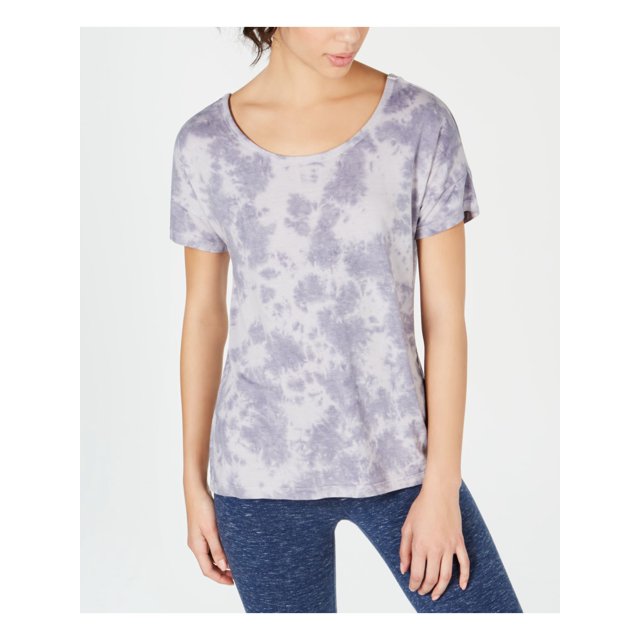 IDEOLOGY T-Shirt à Manches Courtes Col Rond Extensible Tie Dye pour Femmes Violet TG