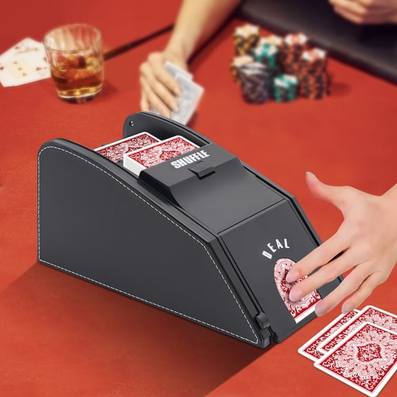 Black 110v Automatic Shuffle Machine for Bridge or Poker-sized Playing Cards, Paper Cards, and Plastic Cards