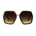 thumbnail image 2 of Women's Oversized Sunglasses Hexagon Shape Double Frame Shades UV400 Tortoise, 2 of 4