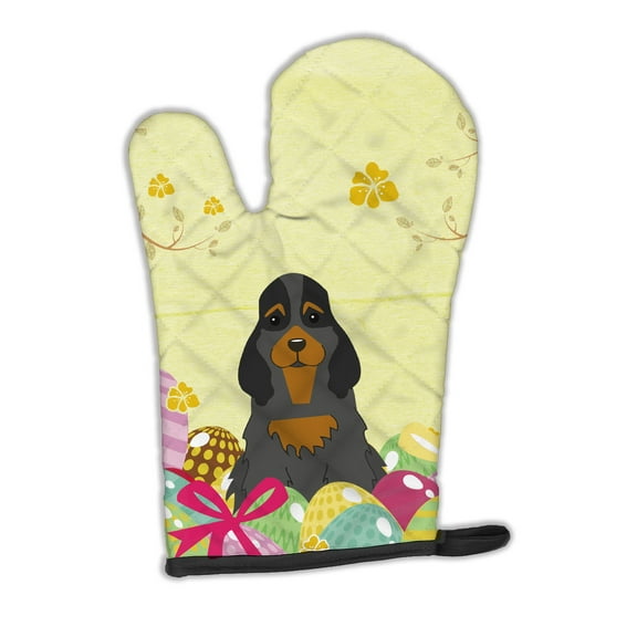 Carolines Treasures BB6093OVMT Easter Eggs Cocker Spaniel Black Tan Oven Mitt Large multicolor