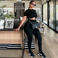thumbnail image 2 of Women's Turtleneck Long & Short Sleeve Hollow-Out Jumpsuits, Pleated, High Waist, Solid Color, 2 of 17