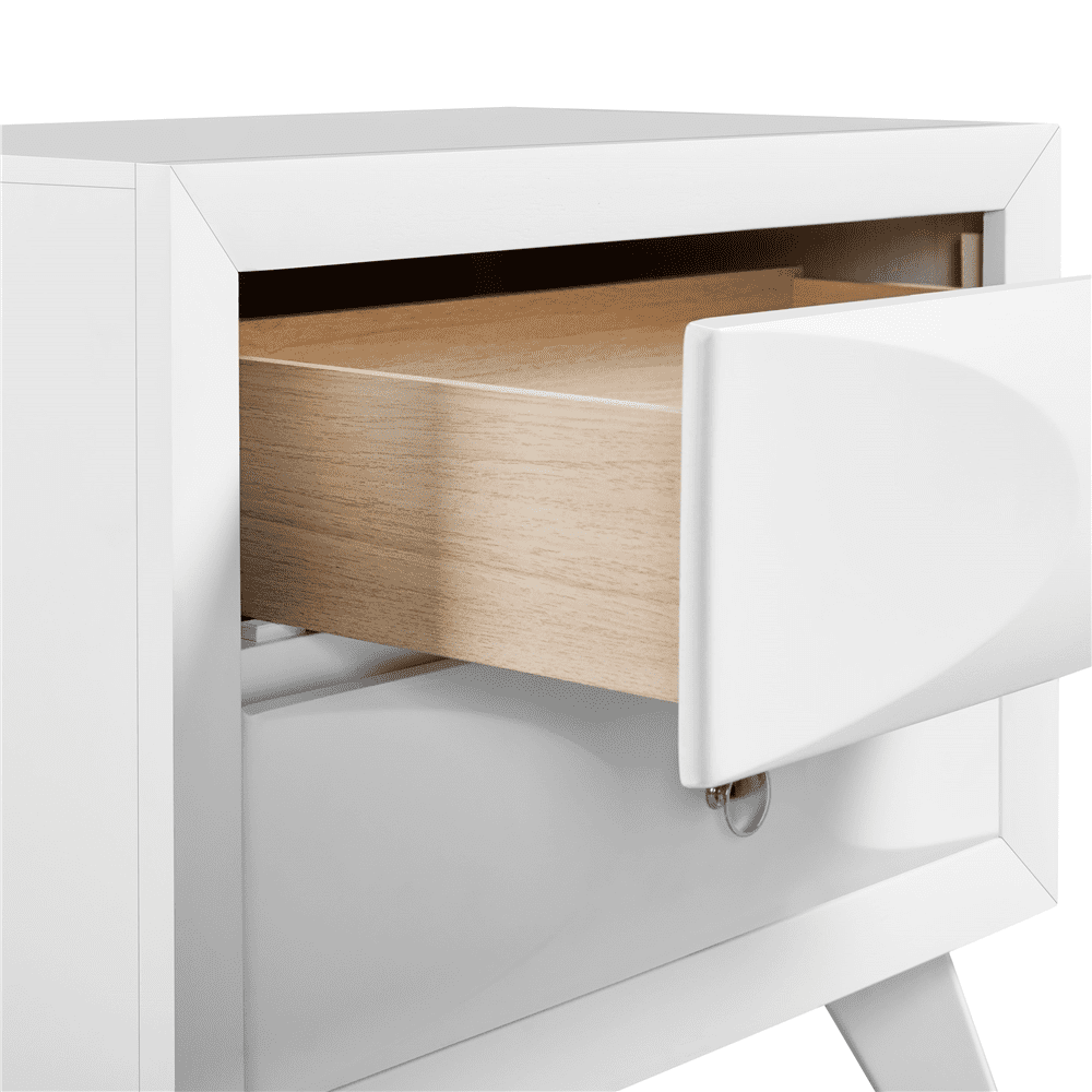 Renwick Modern Vintage 2-Drawer End Table with Spacious Storage, White