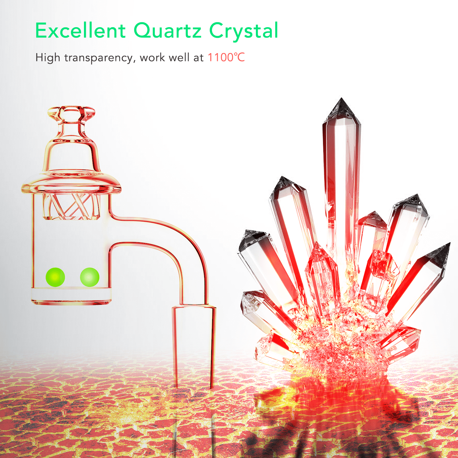 RUIKI 2PCS 14mm Male Quartz 90 Degree 25mm Wide with Quartz Glow Ball Glass Collector Transparent and white bottom