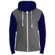 thumbnail image 1 of Awdis - Sudadera con capucha y cremallera Modelo Retro hombre/caballero - Gym/Correr/Deporte (Gris carbón/ Azul marino), 1 of 2