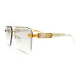 thumbnail image 6 of Mens Euro Mafia Mob Rimless Bevel Lens Oversize Racer Sunglasses [Gold White - Grey Clear], 6 of 8