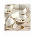 thumbnail image 6 of 1 Set European Luxury Gold-Rimmed Ceramic Coffee Cup Set with Spoon - Includes Cup & Saucer for American Coffee, Milk Tea, Turkish Coffee - Elegant for Tea Parties, Afternoon Tea & Gatherings, 6 of 11