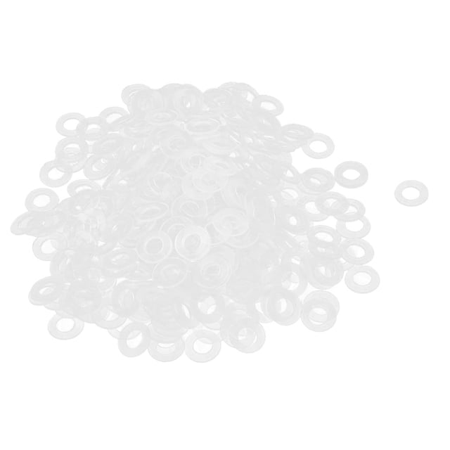 Arandelas planas de nailon M3 6 mm OD 3 mm ID 0,5 mm espesor junta de sellado para manguera de agua de tubería de grifo, transparente, paquete de 200