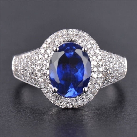 AA Natural Blue Tanzanite 2.40Ct & IGI Certified Diamond Ring In 14KT White Gold