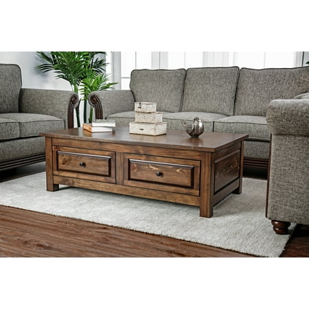 Furniture of America Levelle Rustic Walnut Coffee Table ...