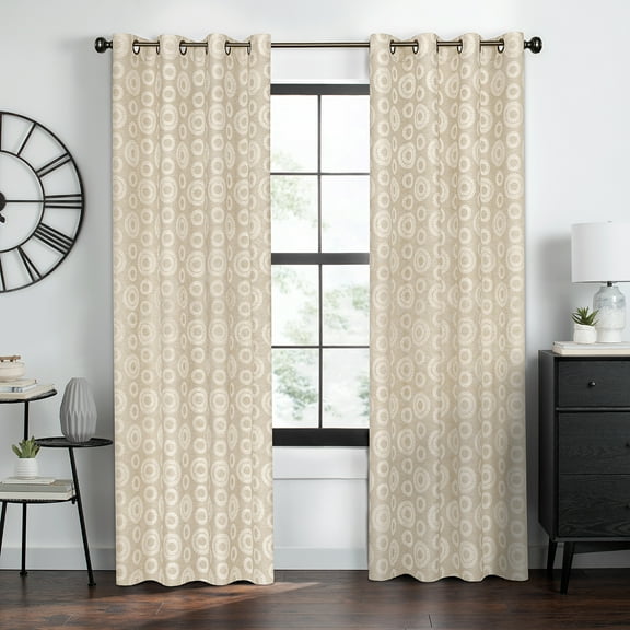 PowerSellerUSA 2-Pack Geometric Window Curtain Panels Woven Jacquard Fabric for Livingroom or Bedroom, Rod Pocket Top, 52" W x 84" L, Panel