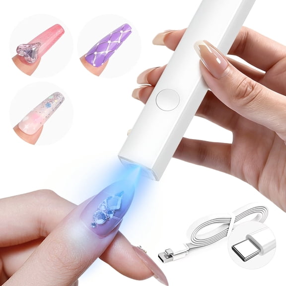 Ustris U V Light for Nails: Handheld Gel Lamp for Gel Nails Flash Cure Lamp for LED Nail Lamp Portable Mini Nail Dryer Polish Nail Glue USB Flashlight Home DIY Manicure Art