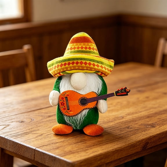 Guitar And Maracas Gnome Plush Figurine Swedish Style Couple Doll Music Theme Festival Decoration Tiered Tray Tabletop Shelf Mantel Summer Fiesta Party Home Decor Ornament Gift Accent