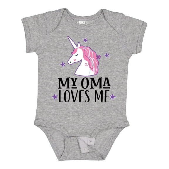 Inktastic My Oma Loves Me Girl Unicorn Girls Baby Bodysuit