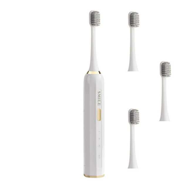 Dsseng Electric Toothbrush with 3 Replacement Brush Head for Adults Kids USB Rechargeable Soft Bristle Smart Timer Fully Automatic High Frequency. Waterproof Great Gifts 1PC Khaki