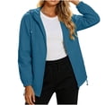thumbnail image 2 of Otntypg Packable Rain Jacket Women Lightweight Full Zip Up Long Sleeve Drawstring Hooded Waterpoof Windbreaker Trendy Outdoor Hiking Travel Lined Raincoat with Pockets, 2 of 7