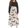 thumbnail image 3 of EGNMCR Longues Robe à Manches à Col Rond pour Filles, Robe de Noël Imprimée à Manches Longues à Col Rond avec Poches, Jupe Longue Décontractée pour Adultes, Robe en polyester pour Fille, 3 of 5